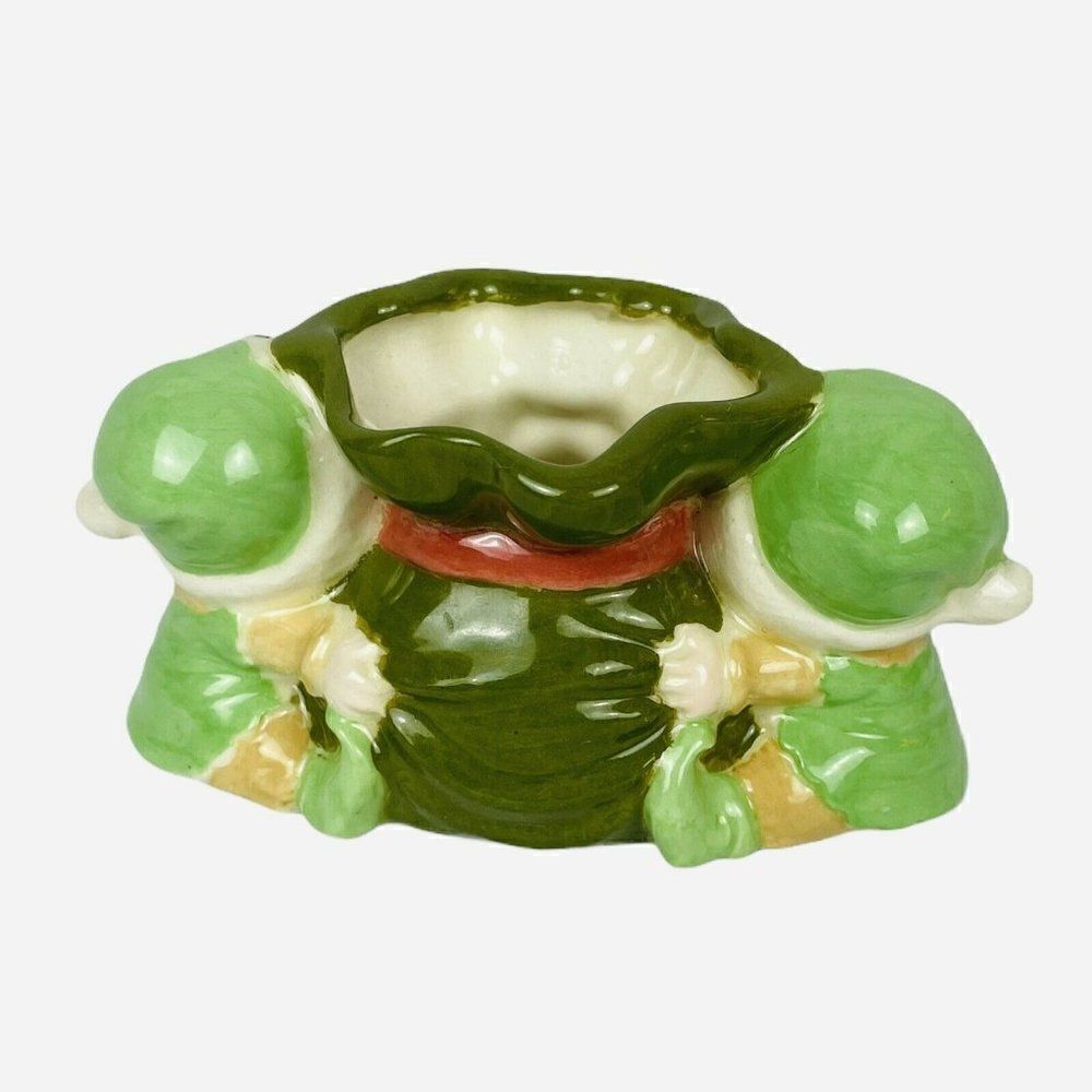Vintage 1980s Duncan Enterprises Ceramic Elf Planter Santa Toy Bag Christmas - Picture 3 of 9
